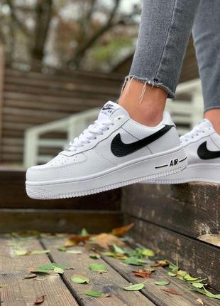 Женские кроссовки  nike air force low winter white «black logo»