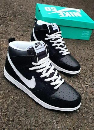 Мужские кроссовки  nike sb dunk high black white