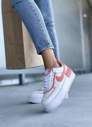 Женские кроссовки  nike air force 1 shadow white coral