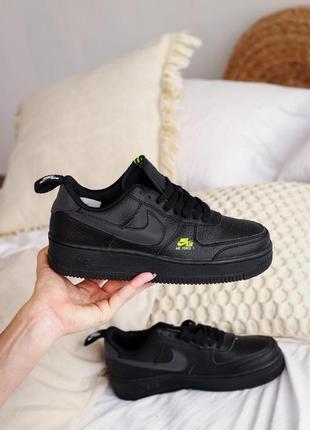 Женские кроссовки  nike air force 1 black green