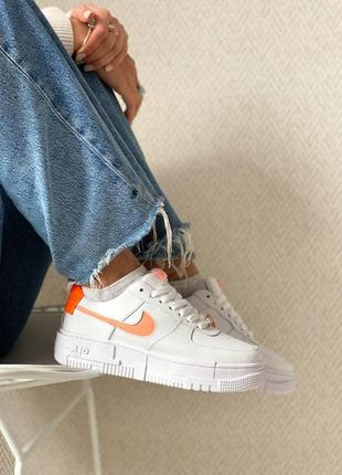 Жіночі кросівки  nike air force 1 low pixel white orange