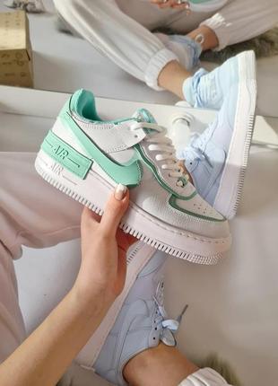 Мужские кроссовки  nike air force 1 shadow white green