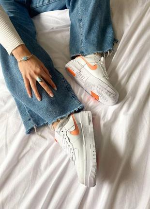 Женские кроссовки  nike air force 1 low pixel white orange4 фото