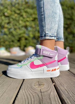 Женские кроссовки  nike air force shadow high white purple7 фото