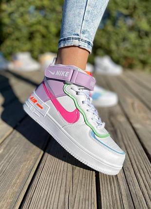 Женские кроссовки  nike air force shadow high white purple4 фото