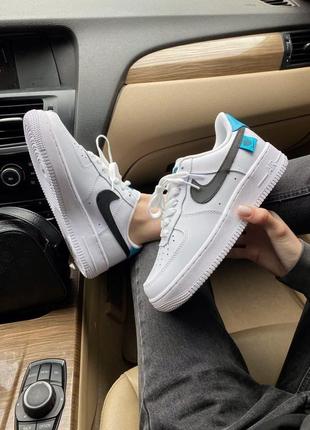 Мужские кроссовки  nike air force 1 white black blue4 фото