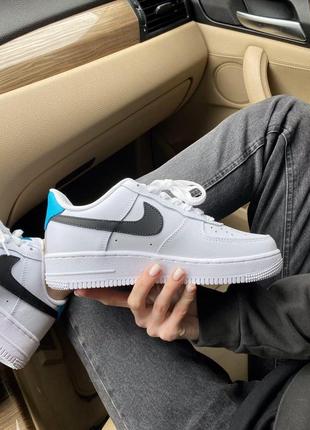 Мужские кроссовки  nike air force 1 white black blue6 фото