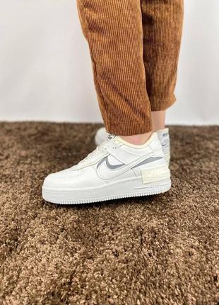 Женские кроссовки  nike air force 1 shadow white grey 1