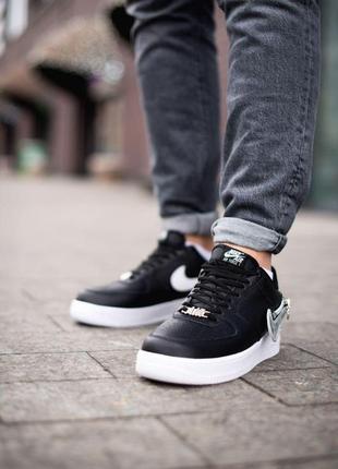 Мужские кроссовки  nike air force 1 black white 75 фото