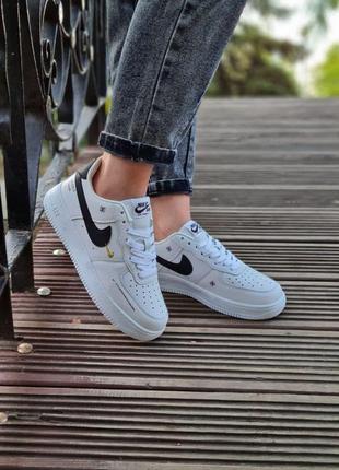 Мужские кроссовки  nike air force 1 white black logo