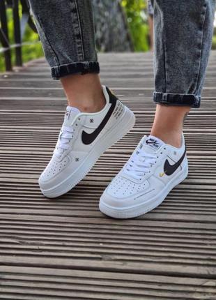 Мужские кроссовки  nike air force 1 white black logo4 фото