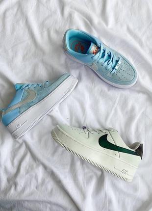 Жіночі кросівки nike air force 1 sage blue6 фото