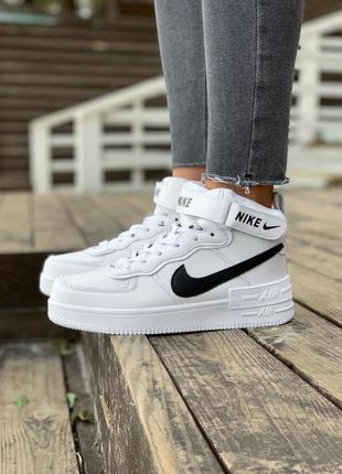 Женские кроссовки  nike air force shadow white «black logo»6 фото