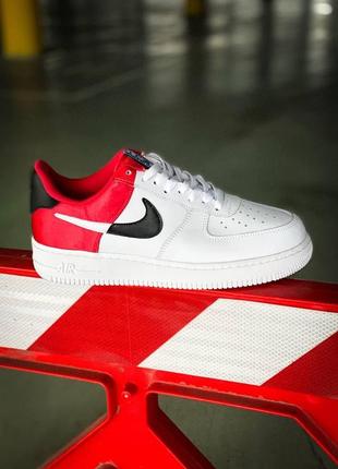 Мужские кроссовки  nike air force 1 white red black10 фото