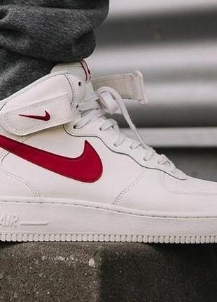 Женские кроссовки  nike air force 1 mid sail university red
