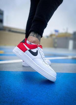 Мужские кроссовки  nike air force 1 white red black2 фото