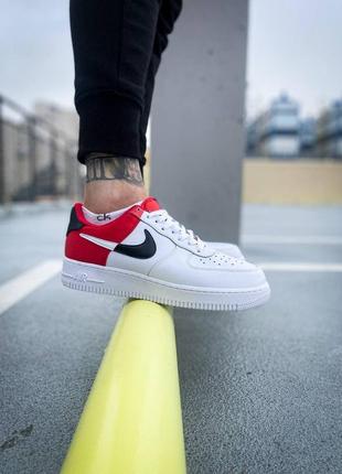 Мужские кроссовки  nike air force 1 white red black3 фото