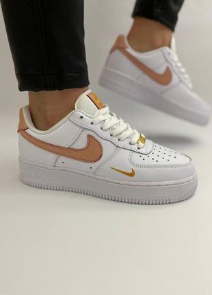 Мужские кроссовки  nike air force 1 white orange gold5 фото