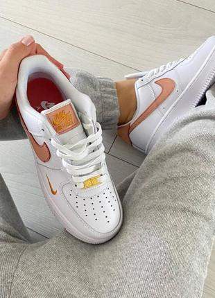 Мужские кроссовки  nike air force 1 white orange gold2 фото