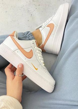 Мужские кроссовки  nike air force 1 white orange gold9 фото