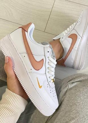 Мужские кроссовки  nike air force 1 white orange gold3 фото