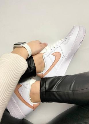 Мужские кроссовки  nike air force 1 white orange gold8 фото