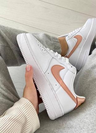 Мужские кроссовки  nike air force 1 white orange gold4 фото