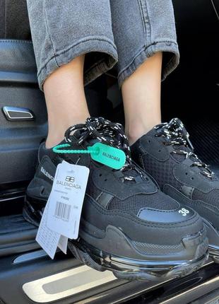 Жіночі кросівки  balenciaga triple s clear sole black6 фото