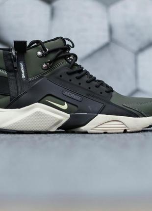 Женские кроссовки  nike huarache city mid leather x acronym mid khaki black