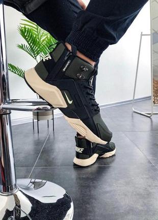 Жіночі кросівки nike huarache city mid leather x acronym mid khaki black5 фото