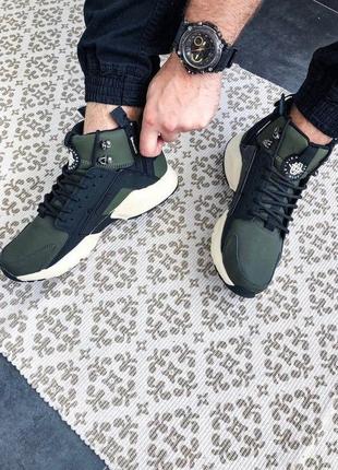 Жіночі кросівки nike huarache city mid leather x acronym mid khaki black9 фото