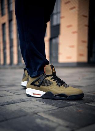 Мужские / женские кроссовки  jordan retro 4 khaki black white