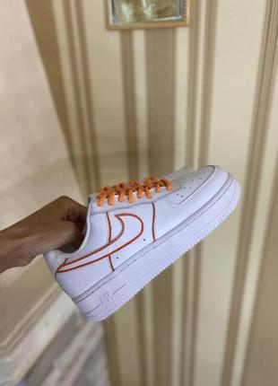 Мужские / женские кроссовки  nike air force 1 low white orange reflective2 фото