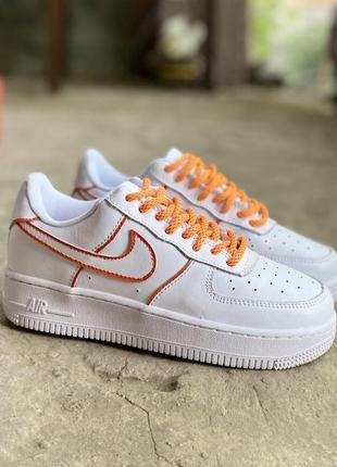 Мужские / женские кроссовки  nike air force 1 low white orange reflective5 фото