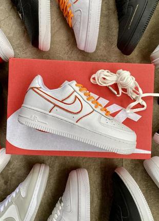 Мужские / женские кроссовки  nike air force 1 low white orange reflective9 фото