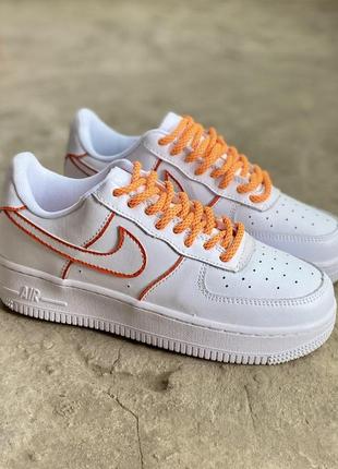 Мужские / женские кроссовки  nike air force 1 low white orange reflective6 фото