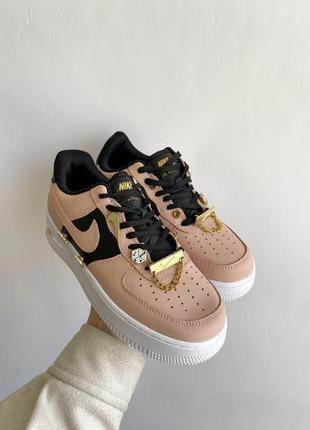 Женские кроссовки  nike air force 1 brown black white3 фото