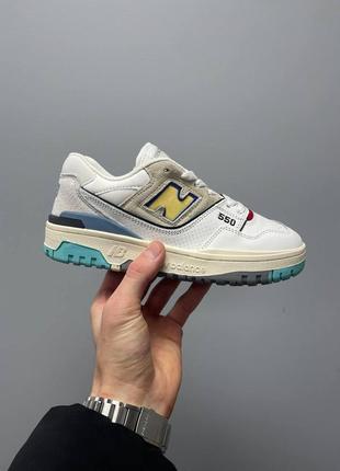 Жіночі кросівки new balance 550 white yellow logo