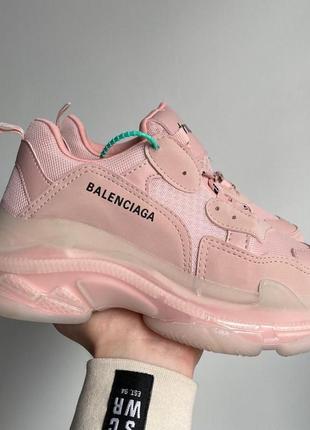 Жіночі кросівки  balenciaga triple s clear sole pink 2.0