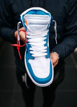 Nike air jordan 1 off-white blue white10 фото