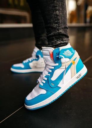 Nike air jordan 1 off-white blue white1 фото