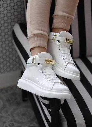 Alexander mcqueen sneakers high white premium5 фото