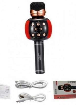 Бездротовий мікрофон караоке блютуз wster ws-2911 bluetooth динамік. колір: червоний