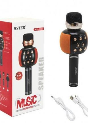 Бездротовий мікрофон караоке блютуз wster ws-2911 bluetooth динамік. колір: оранжевий