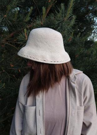 Вязаная шляпка хлопчатобумажная летняя шляпа4 фото