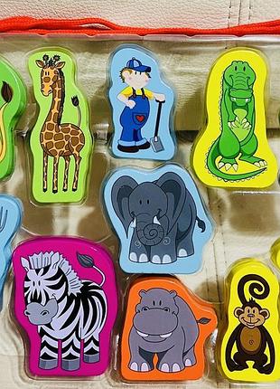 Деревянная игрушка шнуровка животные