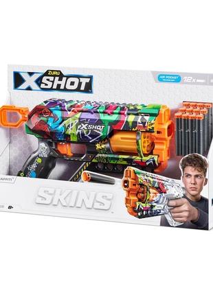 Скорострельный бластер x-shot skins griefer graffiti (12 патронов)