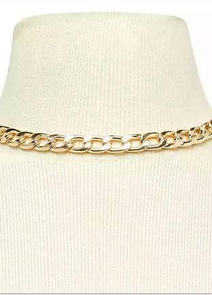 Цепь цепочка золотистая чокер на шею тренд3 фото