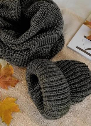 Нереально красивая и очень теплая шапка серая