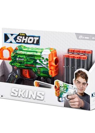Скорострельный бластер x-shot skins menace camo  (8 патронов)